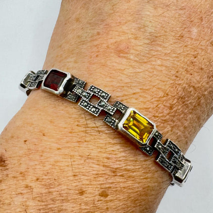 Vintage Mixed Gemstone Station Bracelet