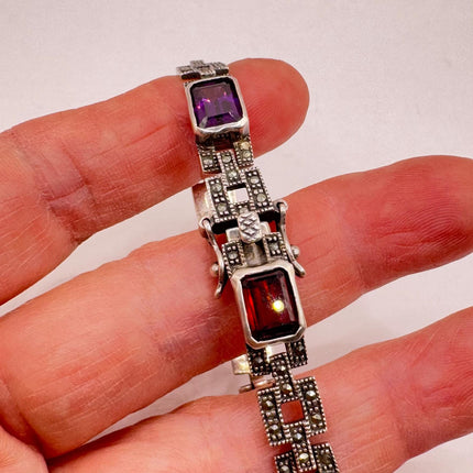 Vintage Mixed Gemstone Station Bracelet