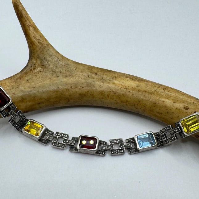 Vintage Mixed Gemstone Station Bracelet