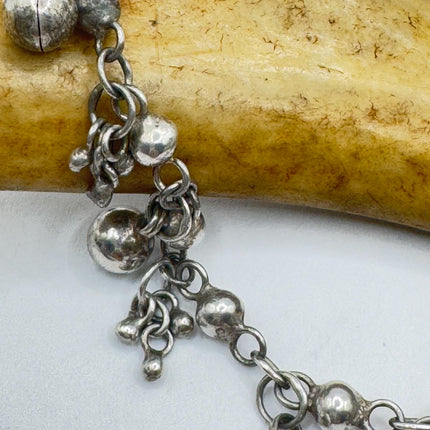 Vintage Circle charm bracelet Chunky Stackable Layered Every day 925 Sterling Silver