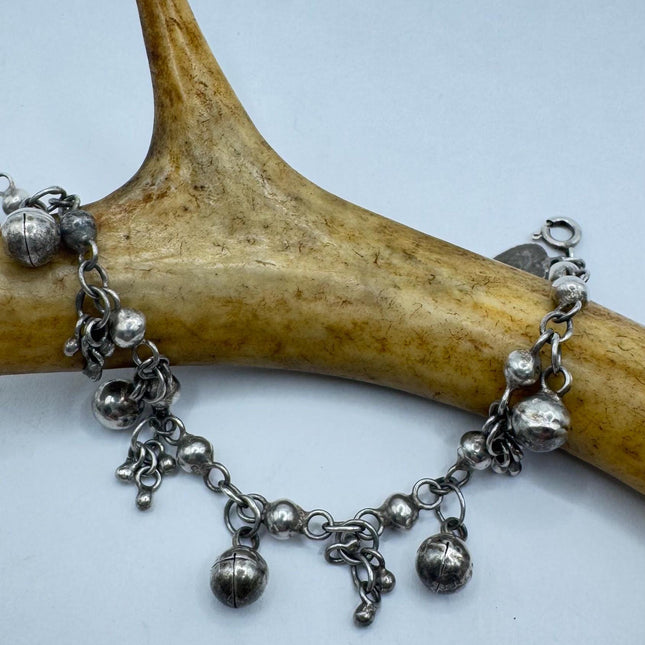 Vintage Circle charm bracelet Chunky Stackable Layered Every day 925 Sterling Silver