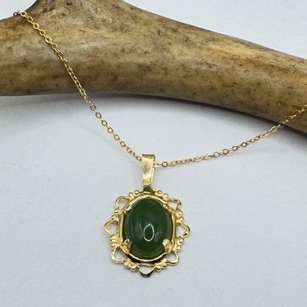 Vintage Jade Gold Filled Necklace - Lucky Everyday Minimal