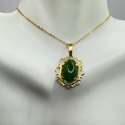 Vintage Jade Gold Filled Necklace - Lucky Everyday Minimal