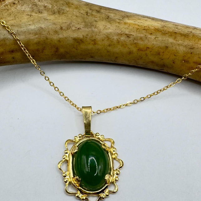 Vintage Jade Gold Filled Necklace - Lucky Everyday Minimal