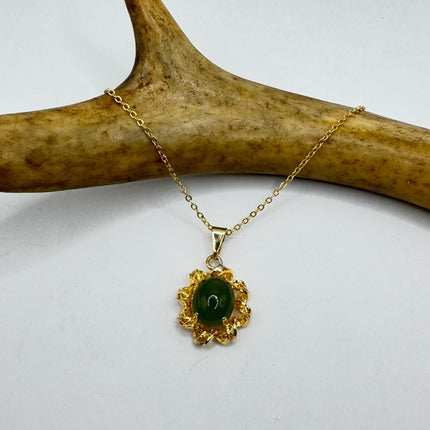 Vintage Jade Gold Filled Necklace - Lucky Everyday Minimal