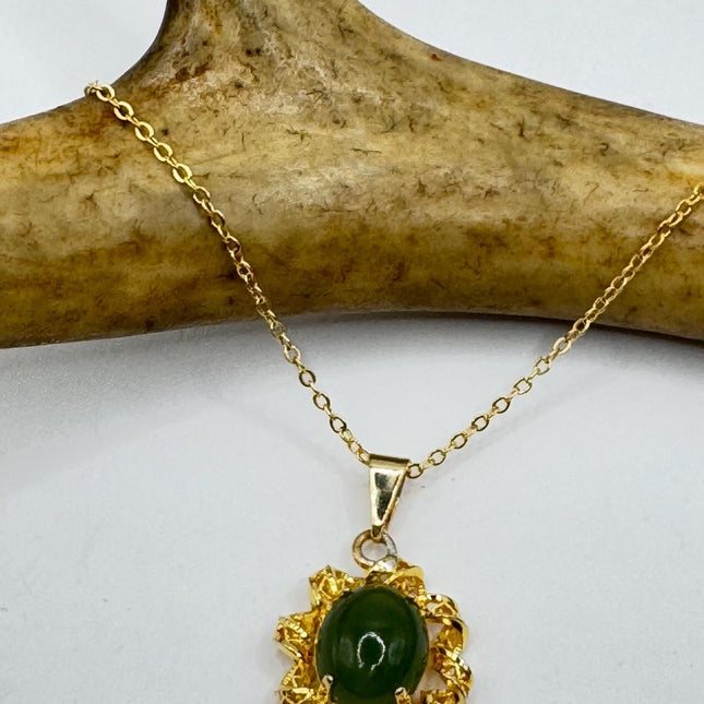 Vintage Jade Gold Filled Necklace - Lucky Everyday Minimal