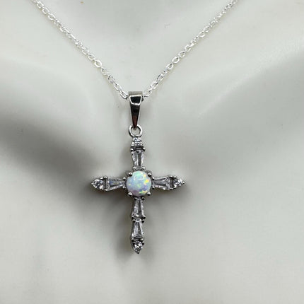 Vintage Opal Heart Necklace - Dainty 925 Sterling Silver Chain, stacking layered