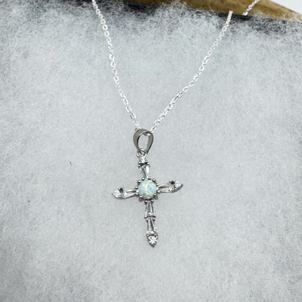 Vintage Opal Heart Necklace - Dainty 925 Sterling Silver Chain, stacking layered