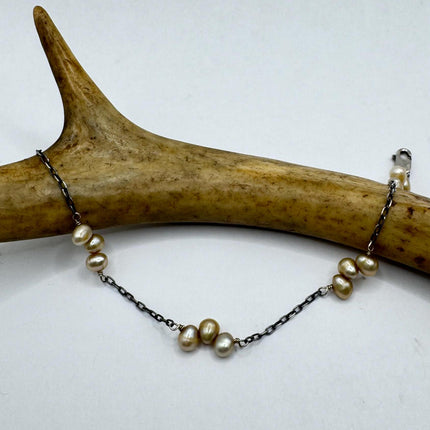 Vintage White Pearl Hand Knotted Bracelet 925 Sterling Silver