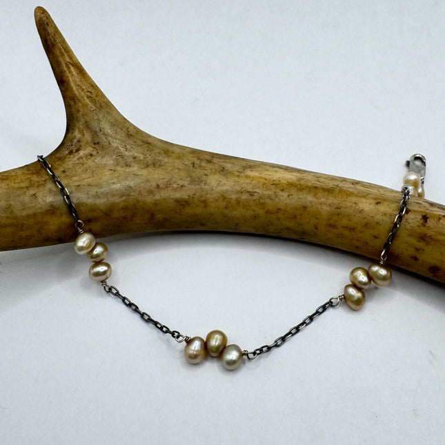 Vintage White Pearl Hand Knotted Bracelet 925 Sterling Silver