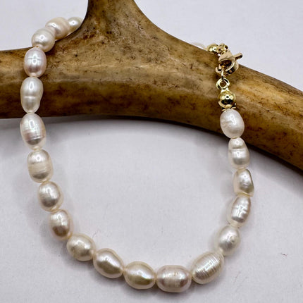 Vintage Pearl Gold Silver Tennis Bracelet