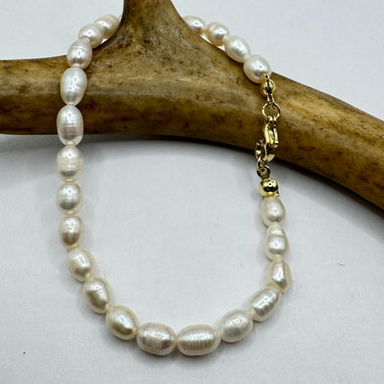 Vintage Pearl Gold Silver Tennis Bracelet