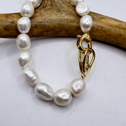 Vintage Pearl Gold Silver Tennis Bracelet
