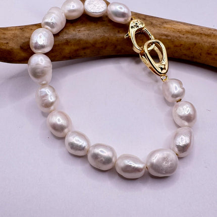 Vintage Pearl Gold Silver Tennis Bracelet