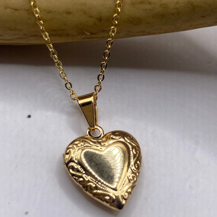 Tiny Gold Photo Memory Locket Necklace on 9k Gold Filled Chain