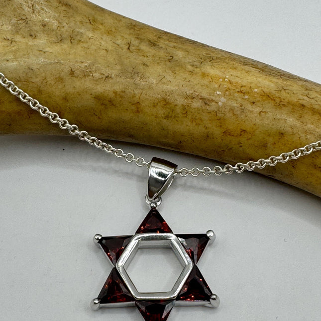 Vintage Silver Star of David Pendant Necklace | 925 Sterling Silver Jewish Star Statement Charm Necklace