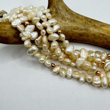 Vintage Pearl Gold Silver Tennis Bracelet