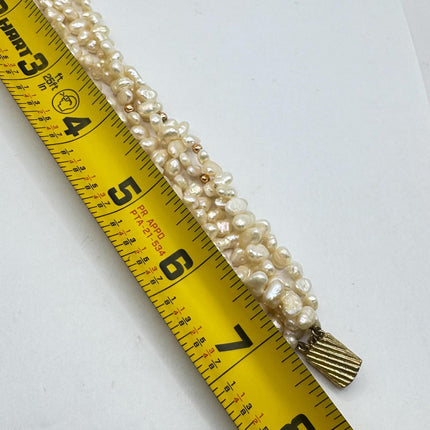 Vintage Pearl Gold Silver Tennis Bracelet