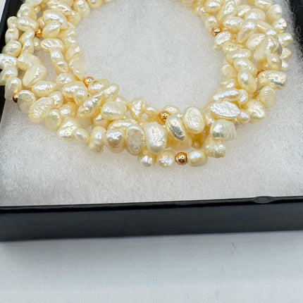 Vintage Pearl Gold Silver Tennis Bracelet
