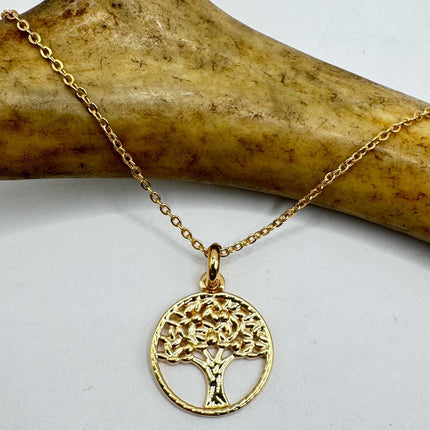 Vintage Gold Tree of life Necklace - Minimalist Everyday Jewelry Gold Filled Deco Design