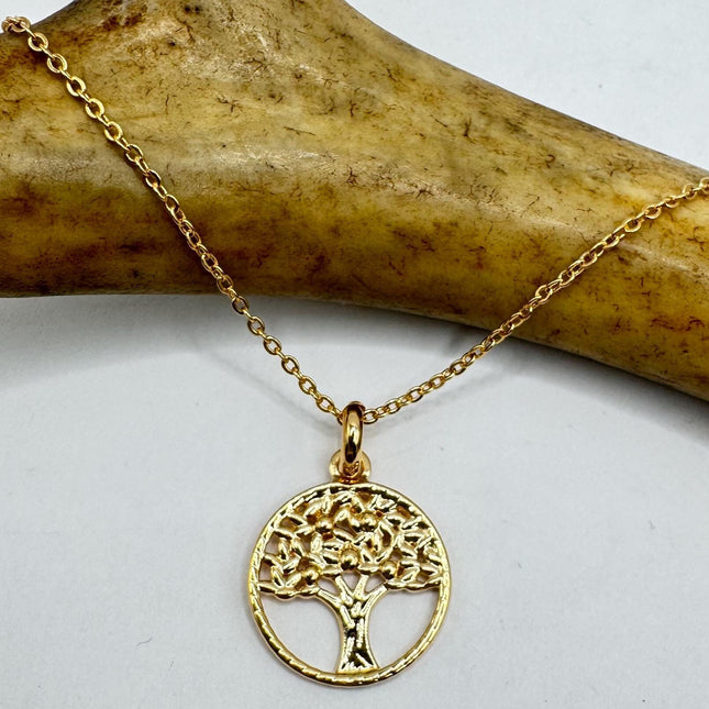 Vintage Gold Tree of life Necklace - Minimalist Everyday Jewelry Gold Filled Deco Design