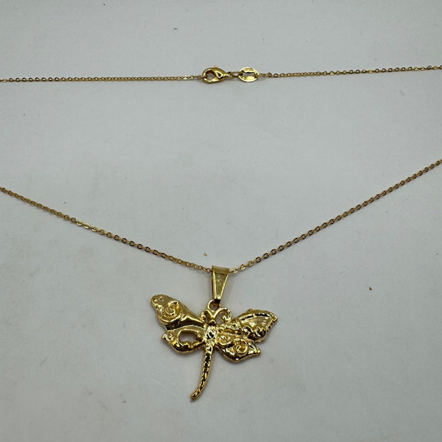 Vintage Gold Filled Dragonfly Necklace Link Chain Necklace for Him for Her or for Anyone