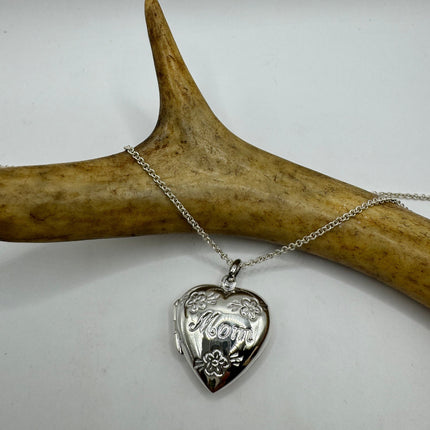 Vintage Silver Locket | Mom Mother Silver Photo Memory Charm Pendant | 925 Sterling Silver Delicate Chain | Small Photo Memory Necklace