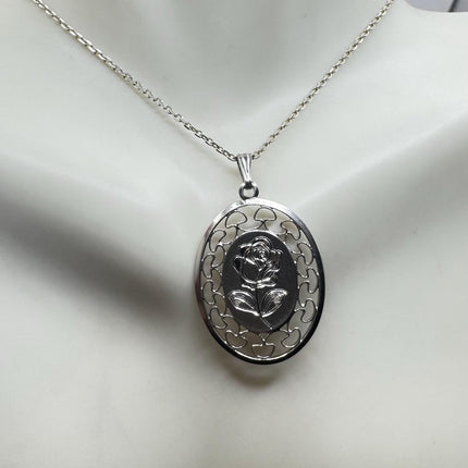 Vintage Rose flower Pendant Necklace