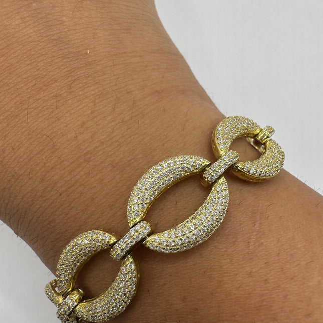 Vintage Gold Tennis Bracelet | Cubic Zirconia Tennis Bracelet Golden 925 Sterling Silver