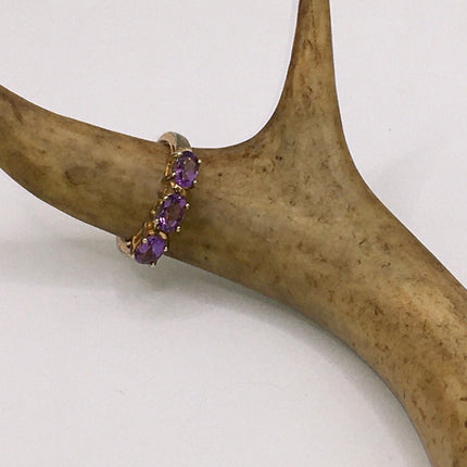 Vintage Purple Amethyst Ring Band 925 Sterling Silver
