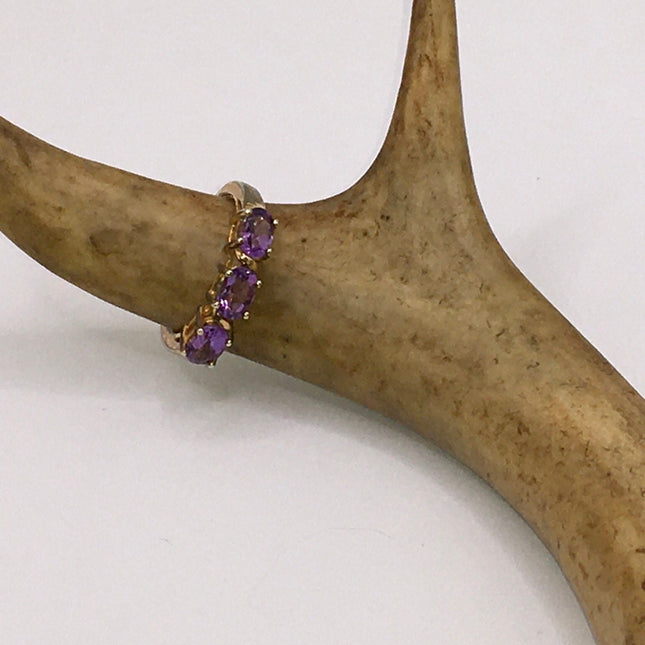 Vintage Purple Amethyst Ring Band 925 Sterling Silver