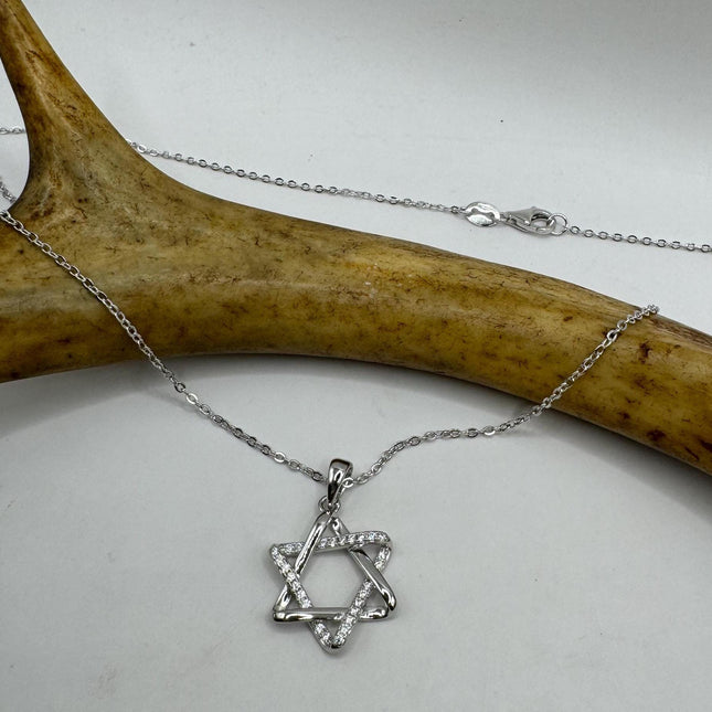 Vintage Silver Star of David Pendant Necklace | 925 Sterling Silver Jewish Star Statement Charm Necklace