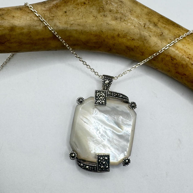 Vintage Marcasite Necklace Dainty 925 Sterling Silver Chain, Delicate Design
