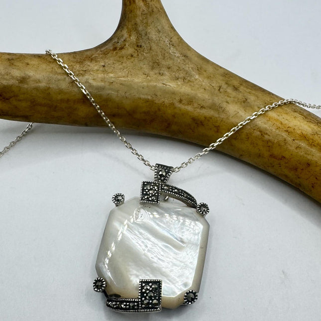 Vintage Marcasite Necklace Dainty 925 Sterling Silver Chain, Delicate Design