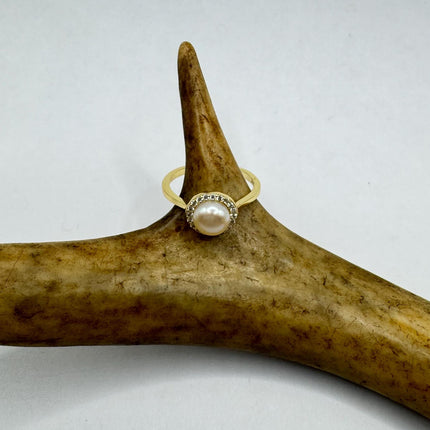Vintage White Pearl Cocktail Ring Band 925 Sterling Silver