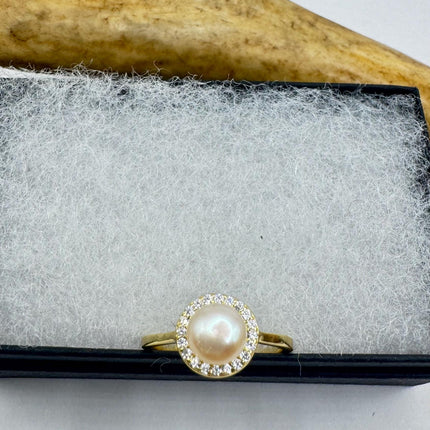 Vintage White Pearl Cocktail Ring Band 925 Sterling Silver