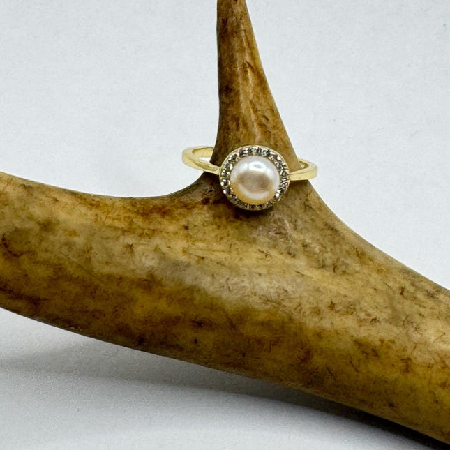 Vintage White Pearl Cocktail Ring Band 925 Sterling Silver