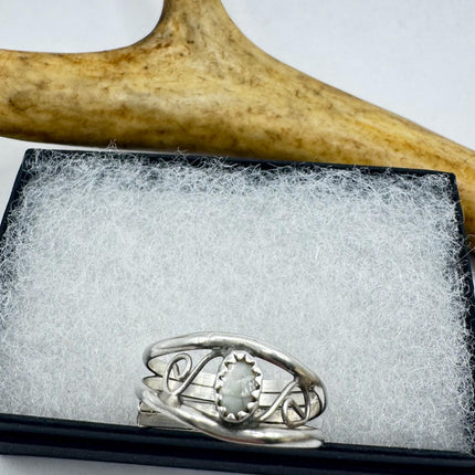 Vintage White Mother of Pearl Cocktail Ring Band Gold 925 Sterling Silver Adjustable