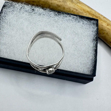 Vintage White Mother of Pearl Cocktail Ring Band Gold 925 Sterling Silver Adjustable
