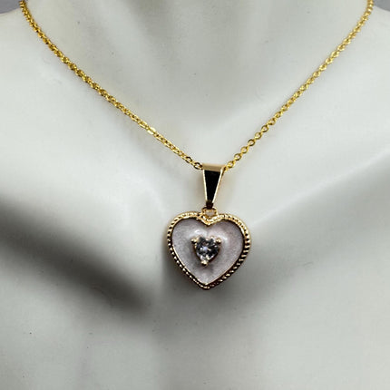 Vintage Gold Cameo Pendant | Heart BlueMother Child Prayer Charm |Gold Filled Chain Necklace