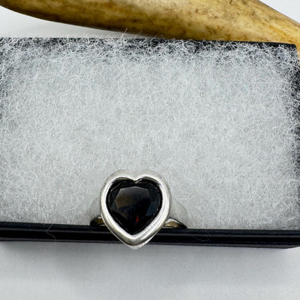 Vintage Smoky Topaz Heart Chunky Cocktail Ring 925 Sterling Silver