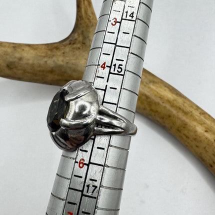 Vintage Smoky Topaz Heart Chunky Cocktail Ring 925 Sterling Silver