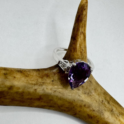 Vintage Purple Amethyst Ring Band 925 Sterling Silver cocktail statement ring