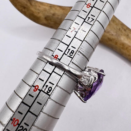 Vintage Purple Amethyst Ring Band 925 Sterling Silver cocktail statement ring
