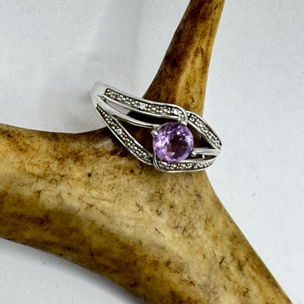 Vintage Purple Amethyst Ring Band 925 Sterling Silver cocktail statement ring