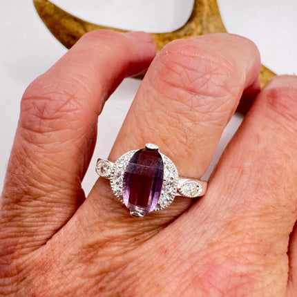 Vintage Purple Amethyst Ring Band 925 Sterling Silver cocktail statement ring