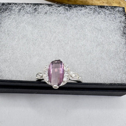 Vintage Purple Amethyst Ring Band 925 Sterling Silver cocktail statement ring