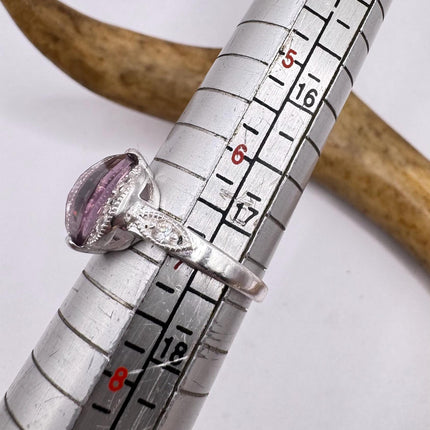 Vintage Purple Amethyst Ring Band 925 Sterling Silver cocktail statement ring