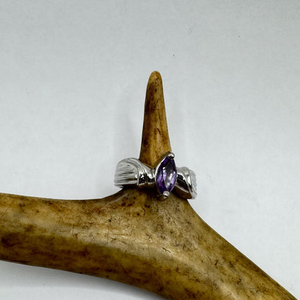 Vintage Purple Amethyst Ring Band 925 Sterling Silver cocktail statement ring