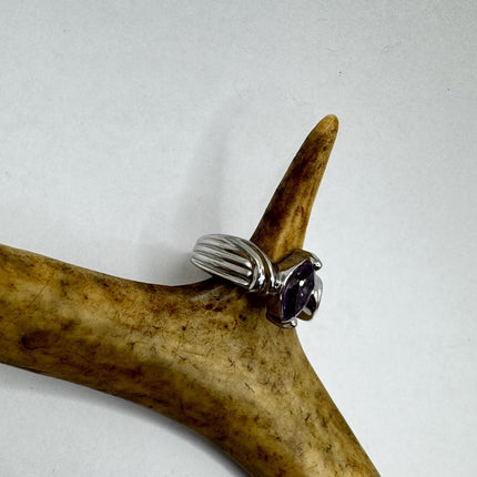 Vintage Purple Amethyst Ring Band 925 Sterling Silver cocktail statement ring